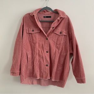 Zara Corduroy Pink Oversized Jacket